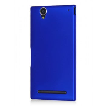 Пластиковый матовый металлик чехол для Sony Xperia T2 Ultra (Dual) Синий