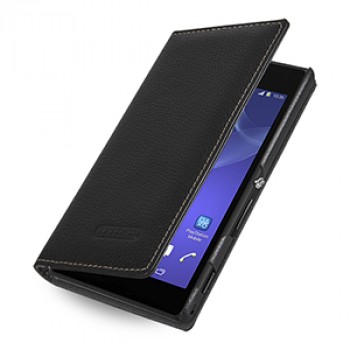 Кожаный чехол портмоне (нат.кожа) для Sony Xperia M2 dual Черный