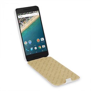 Кожаный чехол вертикальная книжка (нат. кожа) для Google LG Nexus 5X Белый