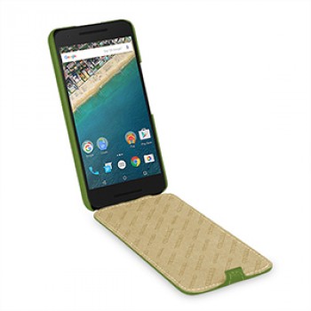 Кожаный чехол вертикальная книжка (нат. кожа) для Google LG Nexus 5X Зеленый