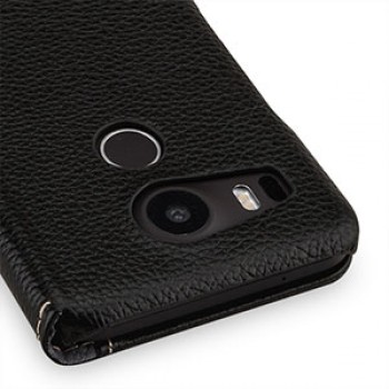 Кожаный чехол портмоне (нат. кожа) на кожаной основе для Google LG Nexus 5X Черный