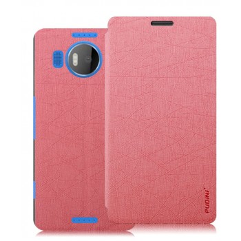 Текстурный чехол флип подставка на присоске для Microsoft Lumia 950 XL Розовый
