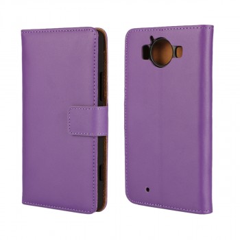 Чехол портмоне подставка на пластиковой основе с защелкой для Microsoft Lumia 950 Фиолетовый