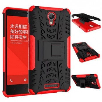 Антиударный гибридный чехол экстрим защита силикон/поликарбонат для Xiaomi RedMi Note 2 Красный