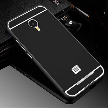 Двухкомпонентный чехол с металлическим бампером и поликарбонатной накладкой для Xiaomi RedMi Note 2 Черный