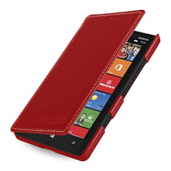 Кожаный чехол книжка горизонтальная (нат. кожа) для Nokia Lumia 930 красная
