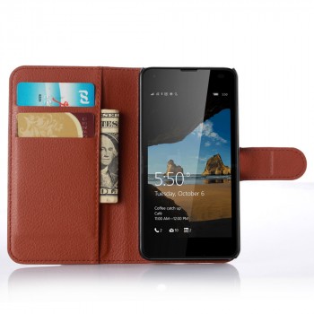 Чехол портмоне подставка с защелкой для Microsoft Lumia 550 Коричневый