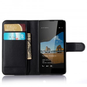 Чехол портмоне подставка с защелкой для Microsoft Lumia 550 Черный