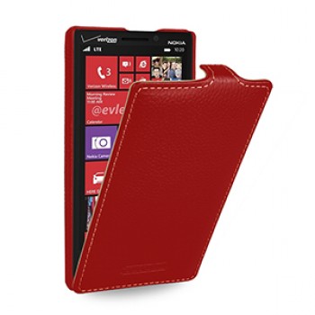 Кожаный чехол книжка вертикальная (нат. кожа) для Nokia Lumia 930 красная