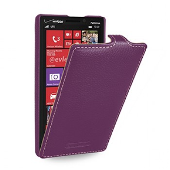 Кожаный чехол книжка вертикальная (нат. кожа) для Nokia Lumia 930 фиолетовая