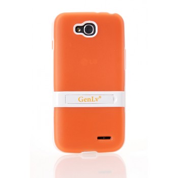 Двухкомпонентный силиконовый чехол с пластиковым бампером-подставкой для LG L90 Оранжевый