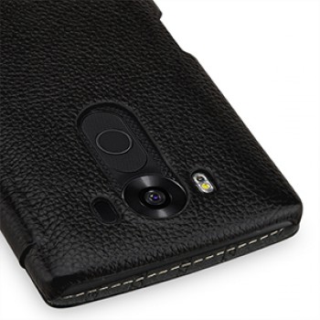 Кожаный чехол горизонтальная книжка (нат. кожа) с крепежной застежкой для LG V10 Черный