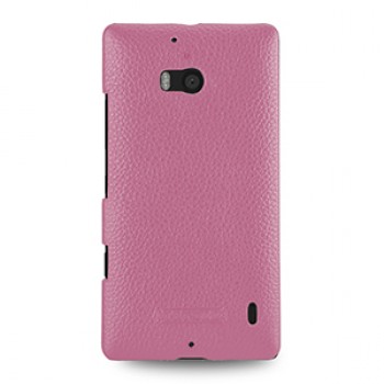 Кожаный чехол накладка (нат. кожа) для Nokia Lumia 930 розовая