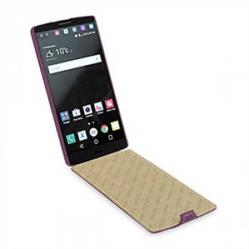 Кожаный чехол вертикальная книжка (нат. кожа) для LG V10 Фиолетовый
