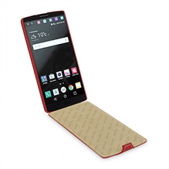 Кожаный чехол вертикальная книжка (нат. кожа) для LG V10 Красный