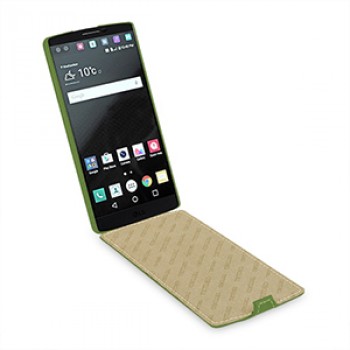 Кожаный чехол вертикальная книжка (нат. кожа) для LG V10 Зеленый