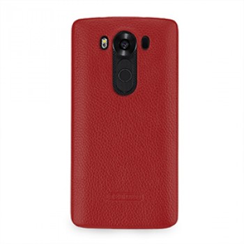 Кожаный чехол накладка (нат. кожа) для LG V10 Красный