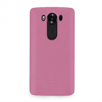 Кожаный чехол накладка (нат. кожа) для LG V10 Розовый