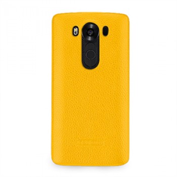 Кожаный чехол накладка (нат. кожа) для LG V10 Желтый