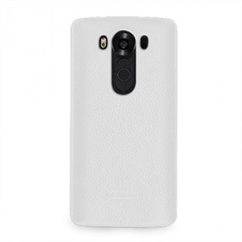 Кожаный чехол накладка (нат. кожа) для LG V10 Белый