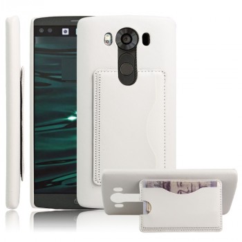 Дизайнерский чехол накладка с отделениями для карт и подставкой для LG V10 Белый