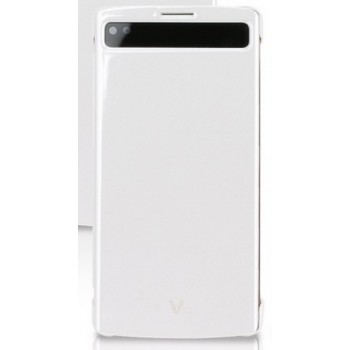 Оригинальный чехол смарт флип на пластиковой нескользящей основе с окном вызова для второго экрана для LG V10 Белый