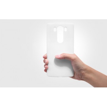 Пластиковый матовый нескользящий премиум чехол для LG V10 Белый