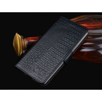 Кожаный чехол портмоне (нат. кожа крокодила) для LG V10 Черный