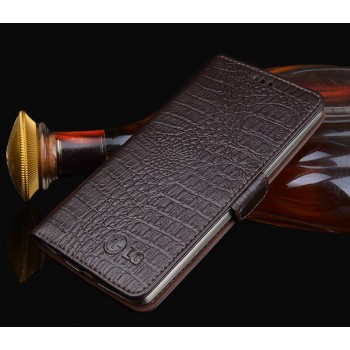 Кожаный чехол портмоне (нат. кожа крокодила) для LG V10 Коричневый