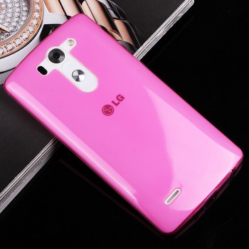 Силиконовый матовый полупрозрачный чехол для LG G3 S Розовый