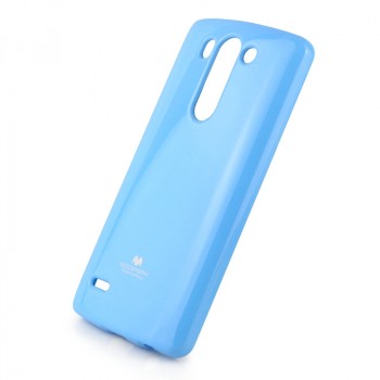 Силиконовый глянцевый непрозрачный чехол для LG G3 S Голубой