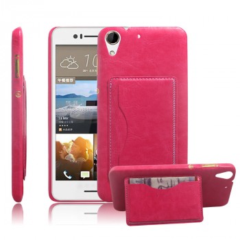 Дизайнерский чехол накладка с отделениями для карт и подставкой для HTC Desire 728 Розовый
