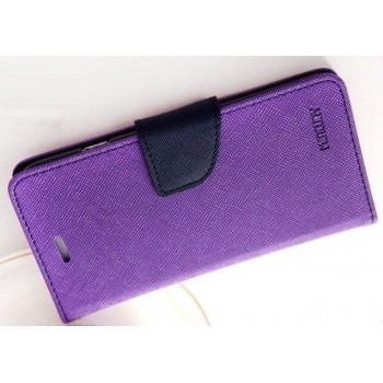 Текстурный чехол портмоне подставка на силиконовой основе с дизайнерской защелкой для HTC Desire 728 Фиолетовый