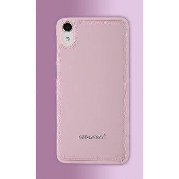 Гибридный силиконовый чехол текстура Кожа для HTC Desire 728 Розовый