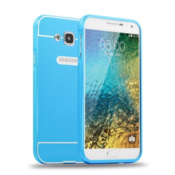 Двухкомпонентный чехол с металлическим бампером и поликарбонатной накладкой с отверстием для логотипа для Samsung Galaxy J7 Голубой