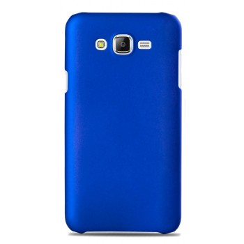 Пластиковый матовый непрозрачный чехол для Samsung Galaxy J7 Синий
