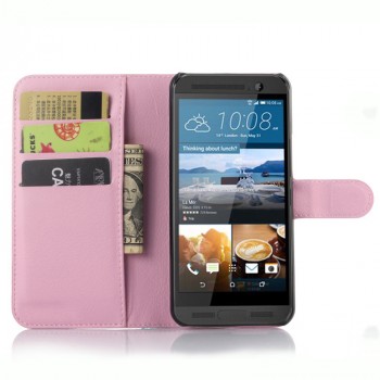 Чехол портмоне подставка на пластиковой основе с магнитной застежкой для HTC One ME Розовый