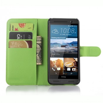 Чехол портмоне подставка на пластиковой основе с магнитной застежкой для HTC One ME Зеленый