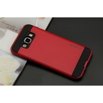 Двухкомпонентный силиконовый матовый чехол с поликарбонатным бампером и крышкой для Samsung Galaxy J7 Красный