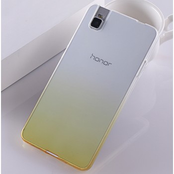Силиконовый матовый полупрозрачный градиентный чехол для Huawei ShotX Желтый
