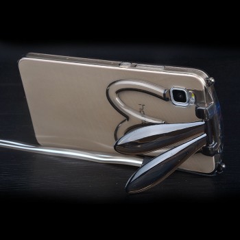 Силиконовый дизайнерский фигурный чехол Заяц со складными ушами для Huawei ShotX Черный