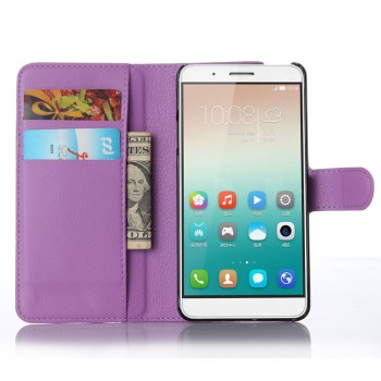 Чехол портмоне подставка на пластиковой основе и на магнитной защелке для Huawei ShotX Фиолетовый