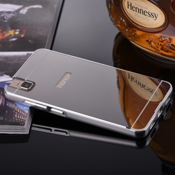 Двухкомпонентный чехол с металлическим бампером и поликарбонатной накладкой с зеркальным покрытием для Huawei ShotX Серый
