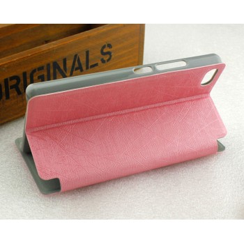 Текстурный чехол флип подставка на пластиковой основе с присоской для ZTE Nubia Z9 Mini Розовый