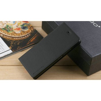 Чехол флип подставка на присоске и пластиковой основе текстура Линии для ZTE Nubia Z9 Mini Черный