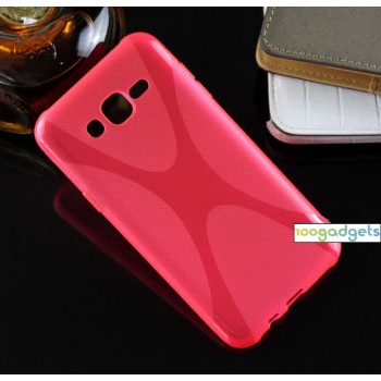 Силиконовый матовый чехол с нескользящей текстурой X для Samsung Galaxy J7 Розовый