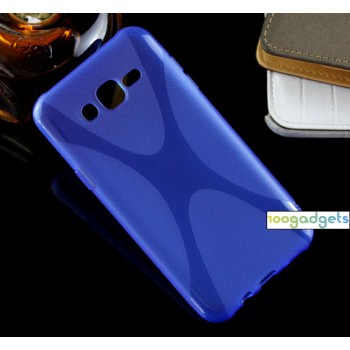 Силиконовый матовый чехол с нескользящей текстурой X для Samsung Galaxy J7 Синий