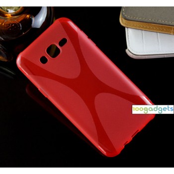 Силиконовый матовый чехол с нескользящей текстурой X для Samsung Galaxy J7 Красный