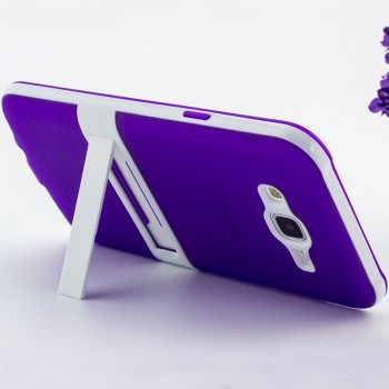 Двухкомпонентный силиконовый чехол с поликарбонатной накладкой с встроенной ножкой-подставкой для Samsung Galaxy J7 Фиолетовый