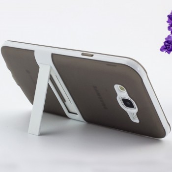 Двухкомпонентный силиконовый чехол с поликарбонатной накладкой с встроенной ножкой-подставкой для Samsung Galaxy J7 Серый
